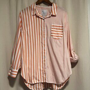 Tribal "The Shirt" Hideaway Button Up Long Sleeve Striped Size XL